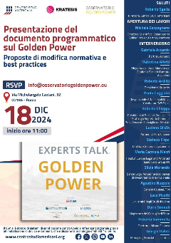 Presentazione del documento programmatico sul Golden Power